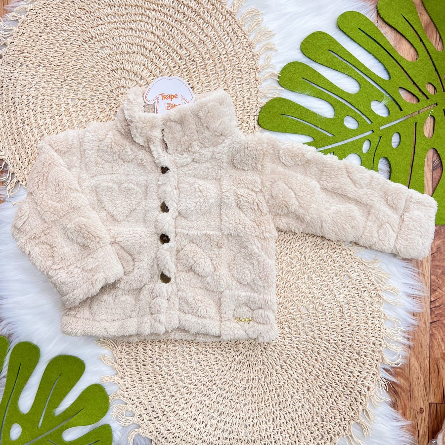 Casaco Avulso de Pelinho Corações - Areia